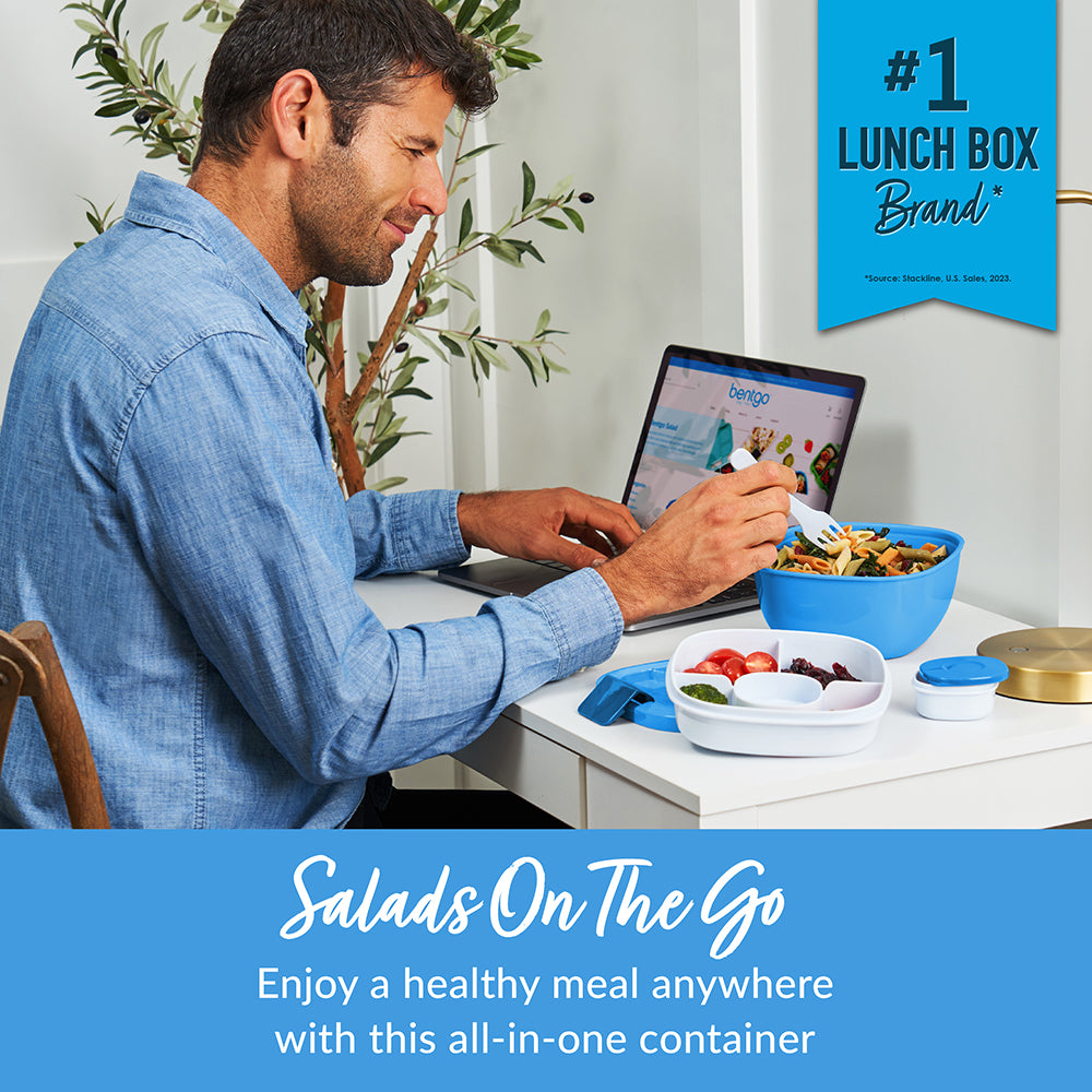 Bentgo® Salad Container (2-Pack)  - Blue | Salads On The Go - Enjoy A Healthy Meal Anywhere With This All-In-One Container