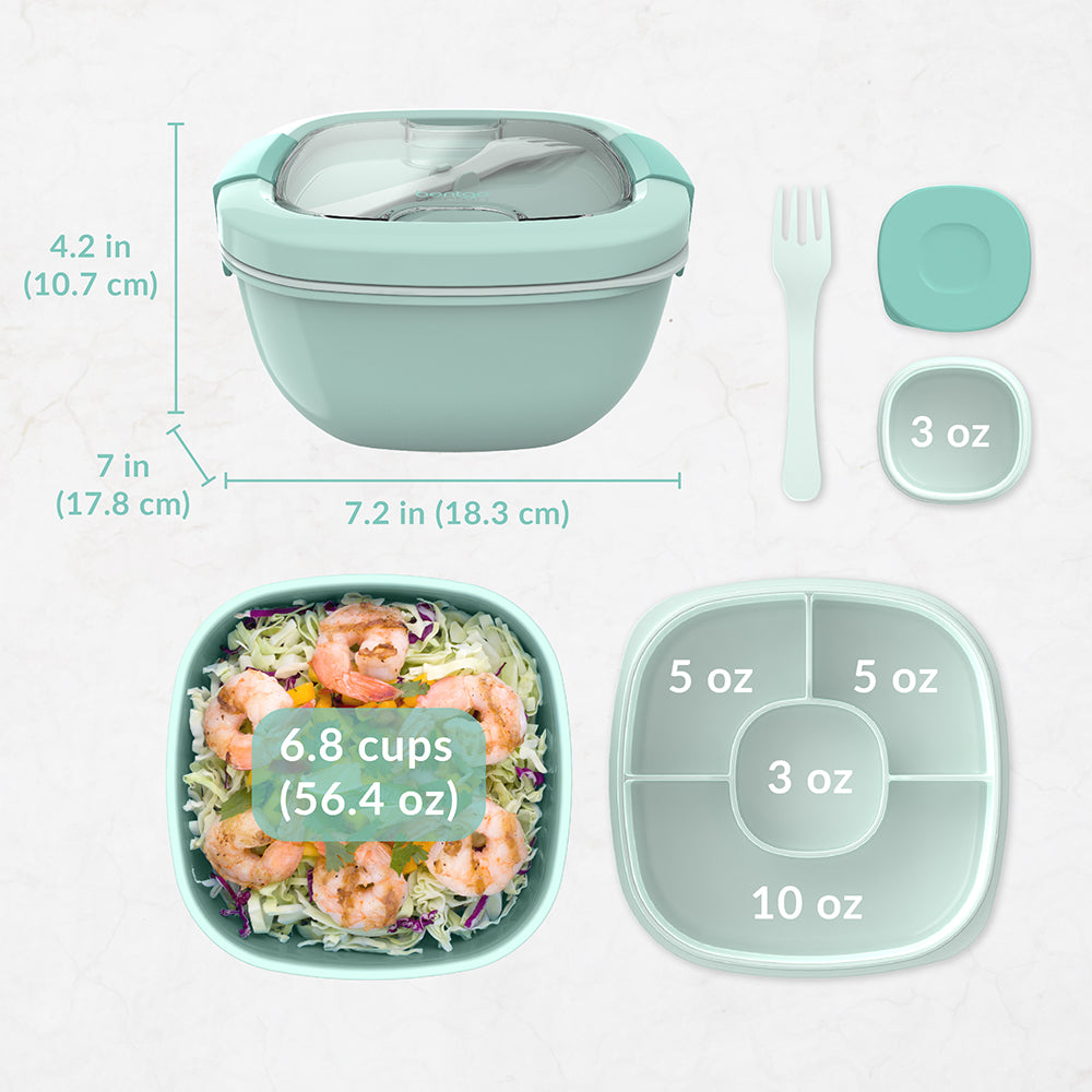 Bentgo® All-in-One Salad Container  - Coastal Aqua | Dimensions And What’s In The Box