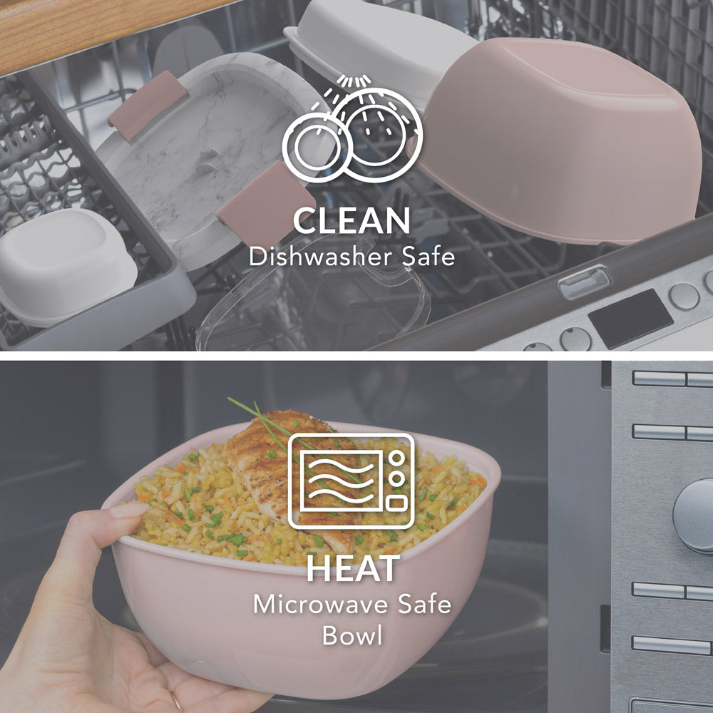 Bentgo® All-in-One Salad Container  - Blush Marble | Dishwasher Safe and Microwave Safe