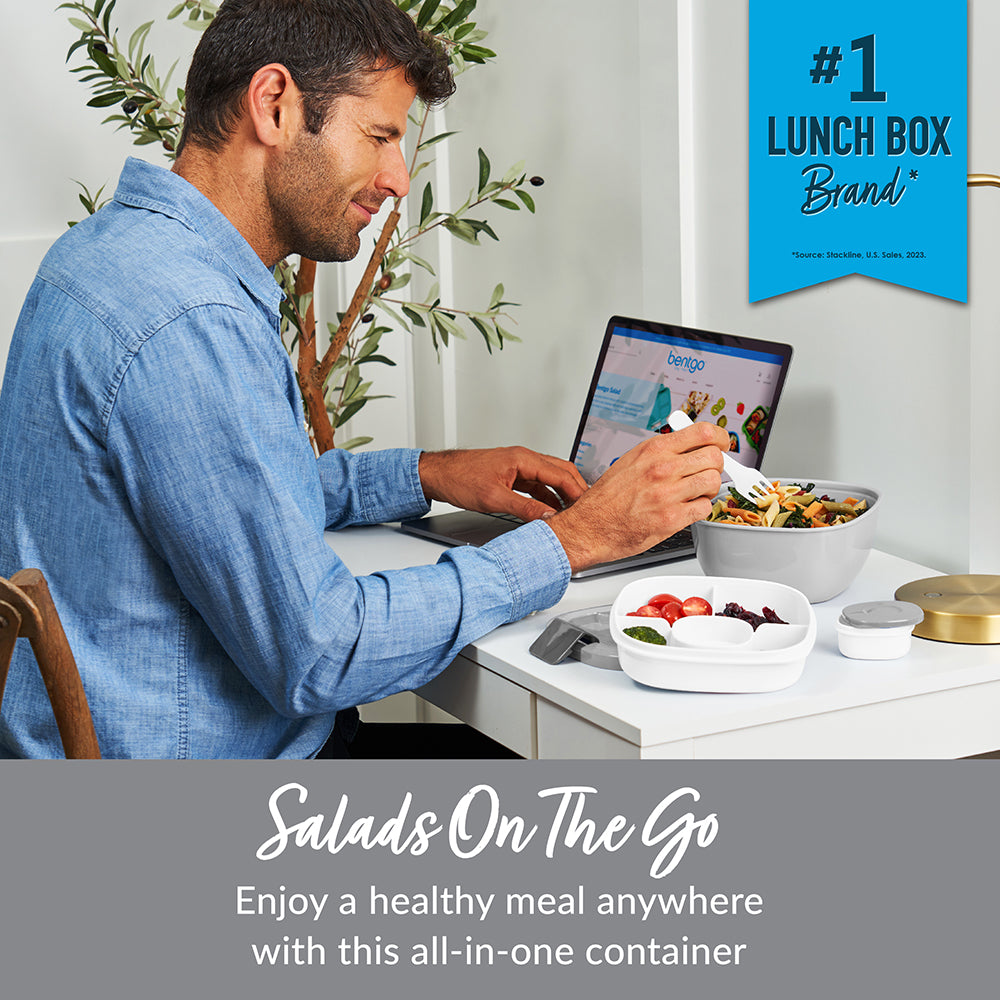 Bentgo® Salad Container (2-Pack)  - Gray | Salads On The Go - Enjoy A Healthy Meal Anywhere With This All-In-One Container