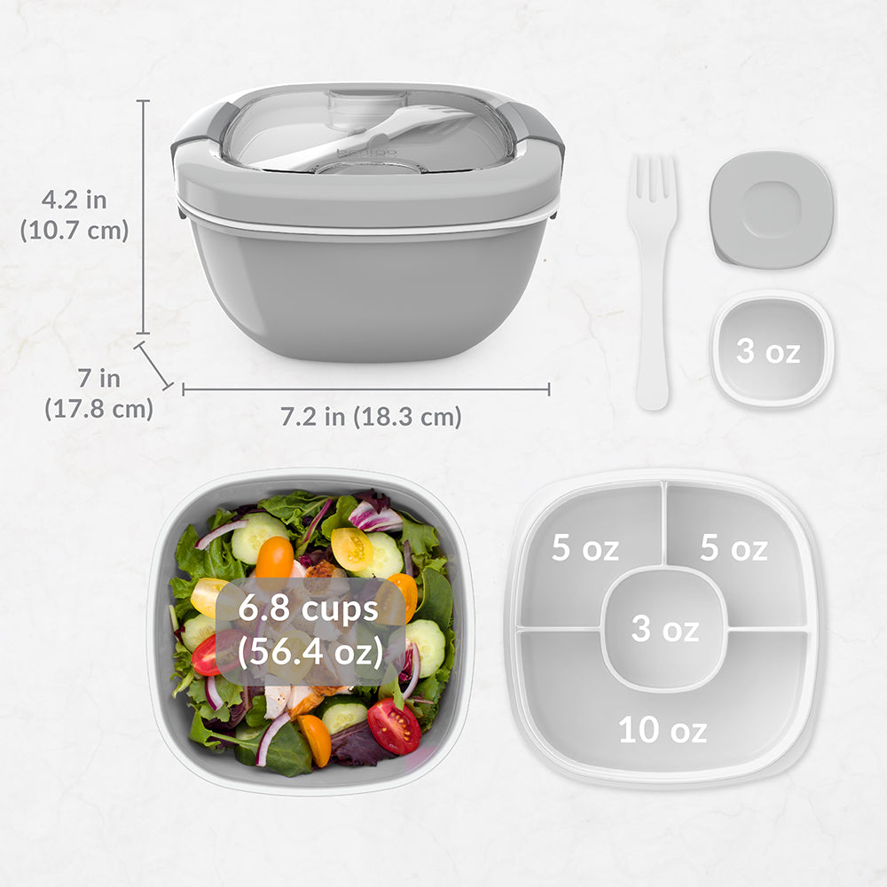 Bentgo® Salad Container (2-Pack)  - Gray | Dimensions And What’s In The Box