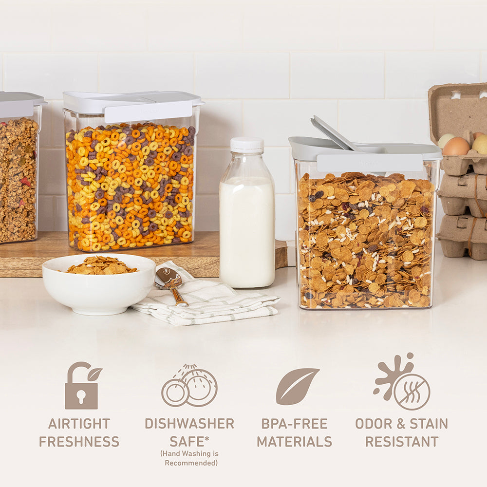 Bentgo® Pantry Airtight Cereal Containers (6-pcs)  - White Stone | Airtight Freshness, Dishwasher Safe, Made With BPA-Free Materials, And Odor & Stain Resistant