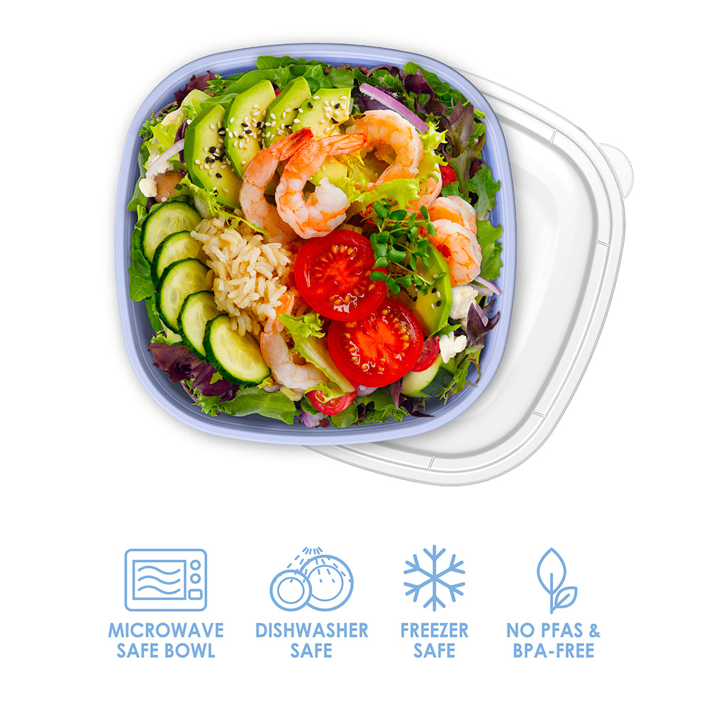 Bentgo® Prep 1-Compartment Bowls - Periwinkle | Microwave Safe Bowl, Dishwasher Safe, Freezer Safe, No PFAs & BPA-Free