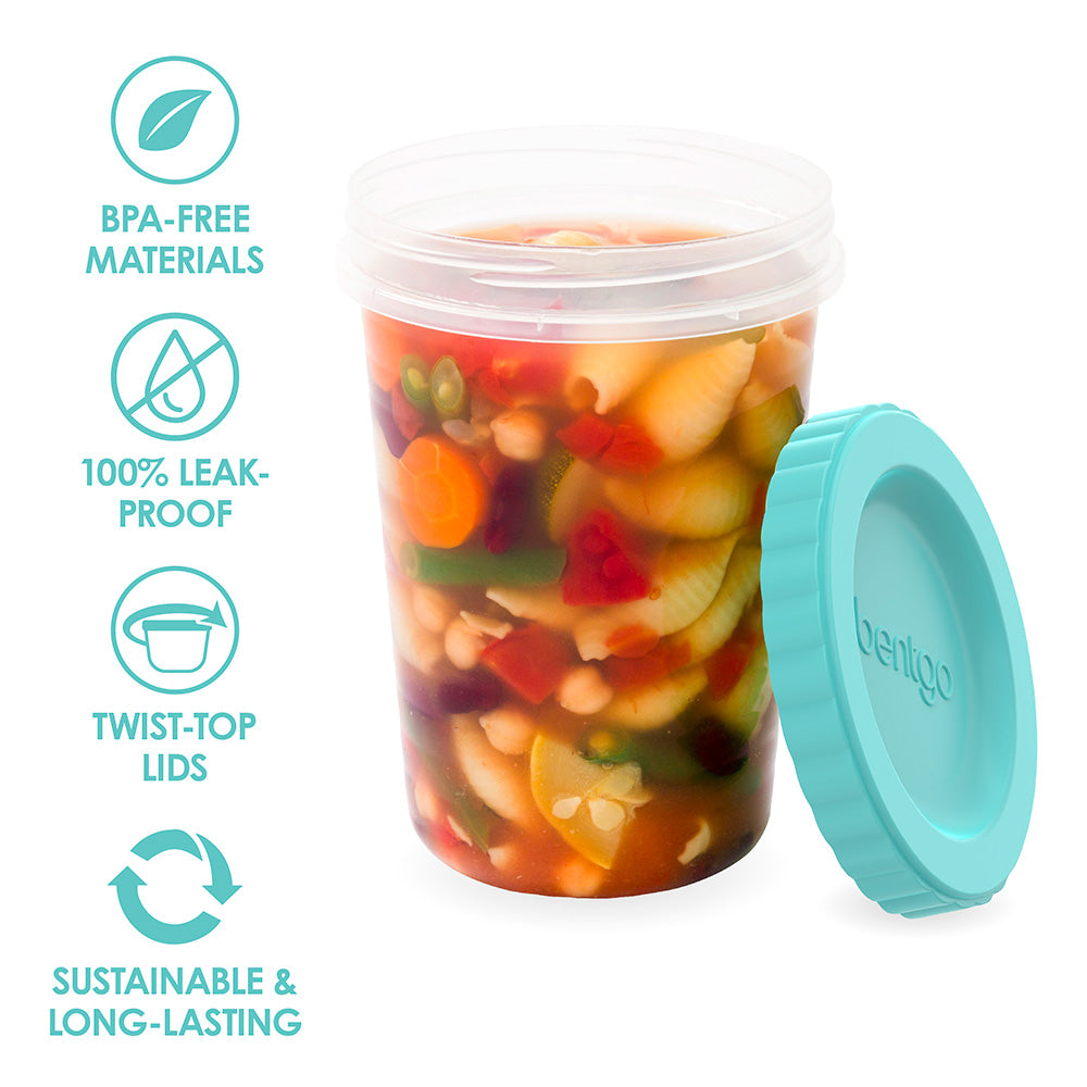 Bentgo® Prep Twist-Top Containers  - 32 Ounce - Aqua Splash | BPA-Free Materials, 100% Leakproof, Twist-Top Lids, And Sustainable & Long-Lasting