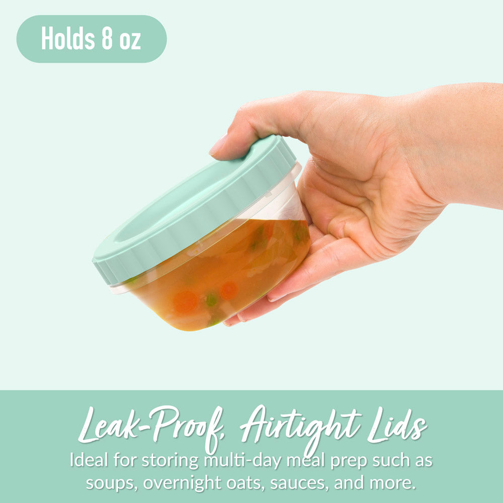 Bentgo® Prep Twist-Top Containers  - 8 Ounce - Honeydew | Leak-Proof, Airtight Lids - Ideal For Storing Multi-day Meal Prep Such As Soups, Overnight Oats, Sauces, And More