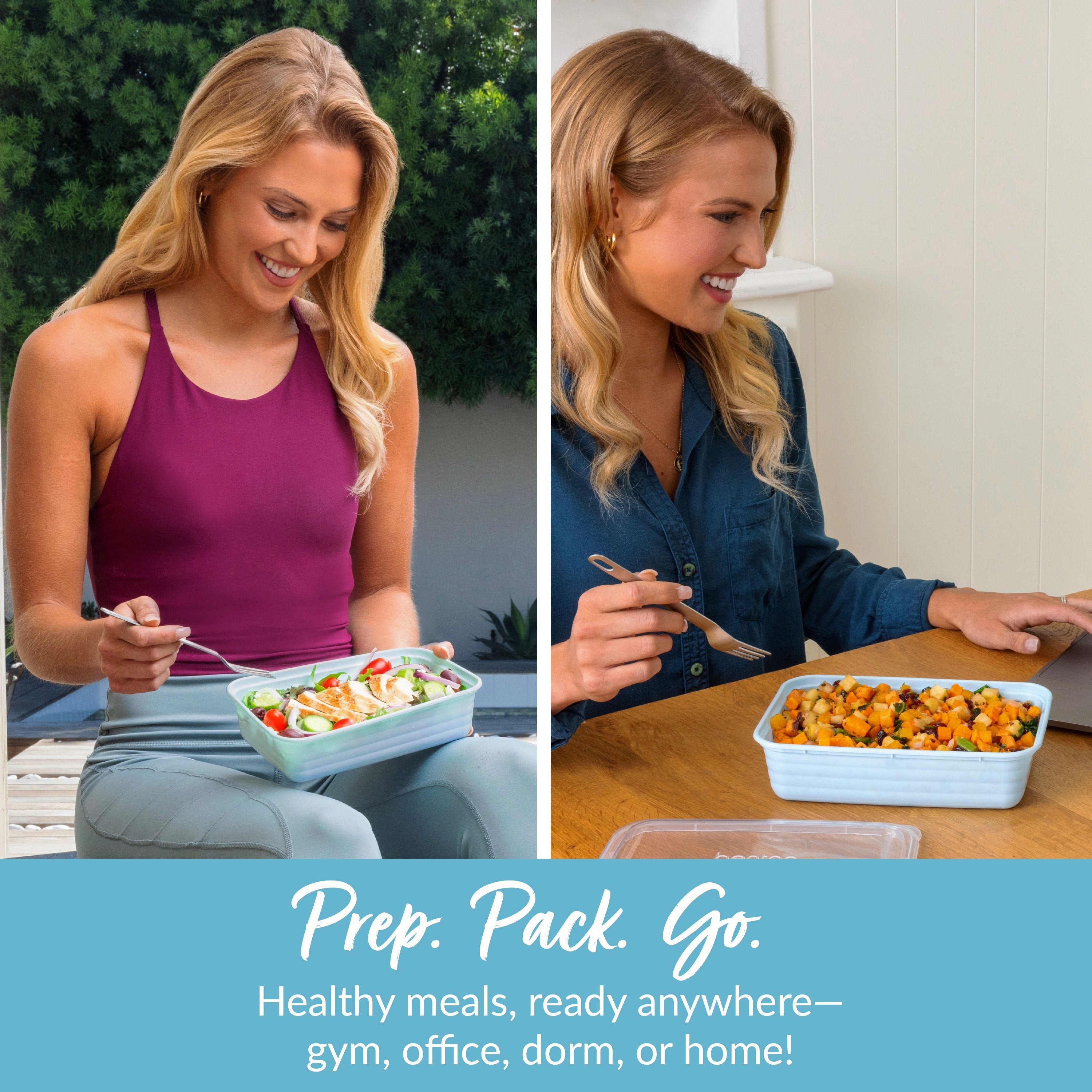 Bentgo® Prep 1-Compartment Meal Prep Containers (20-Piece)  - Sky | Prep. Pack. Go. - Healthy Meals, Ready Anywhere - Gym, Office, Dorm, Or Home!