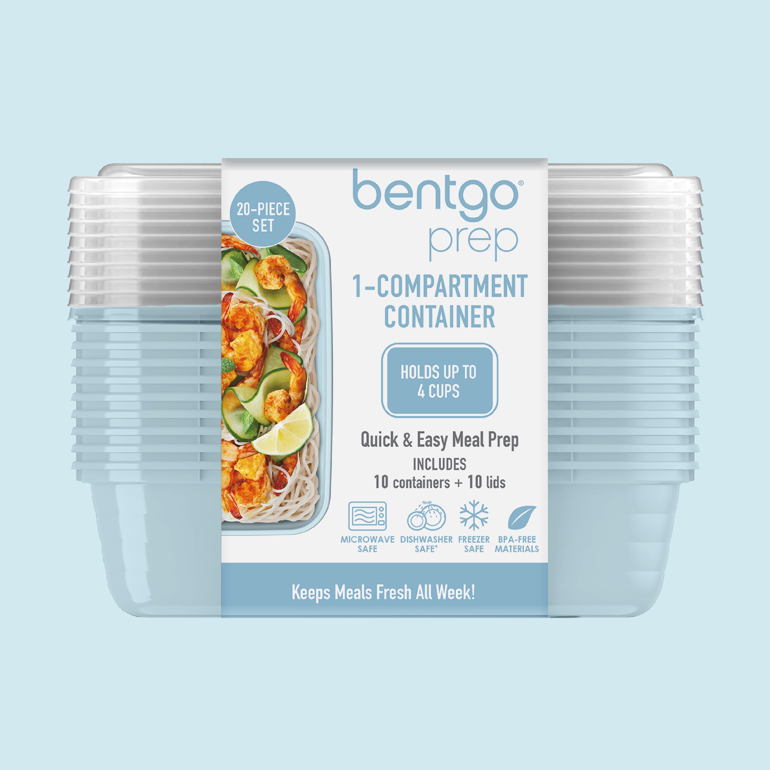 Bentgo® Prep 1-Compartment Meal Prep Containers (20-Piece)  - Sky | Packaging