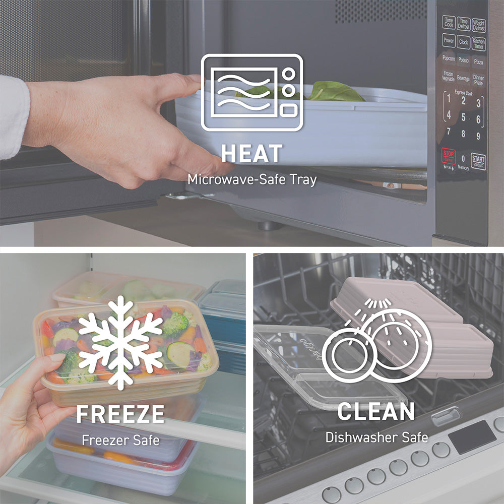 Bentgo® Prep 60-Piece Meal Prep Kit  - Floral Pastels | Microwave-Safe Tray, Freezer Safe, And Dishwasher Safe