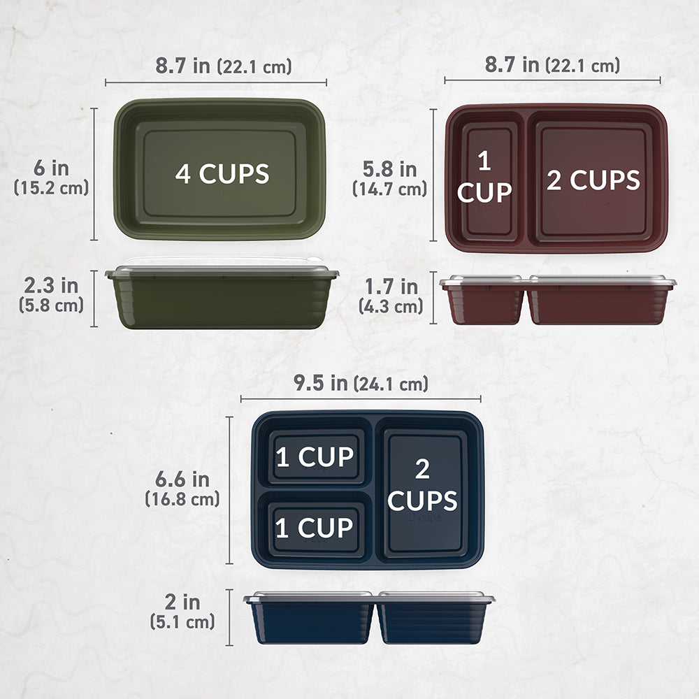 Bentgo® Prep 60-Piece Meal Prep Kit  - Rich Shades | Dimensions