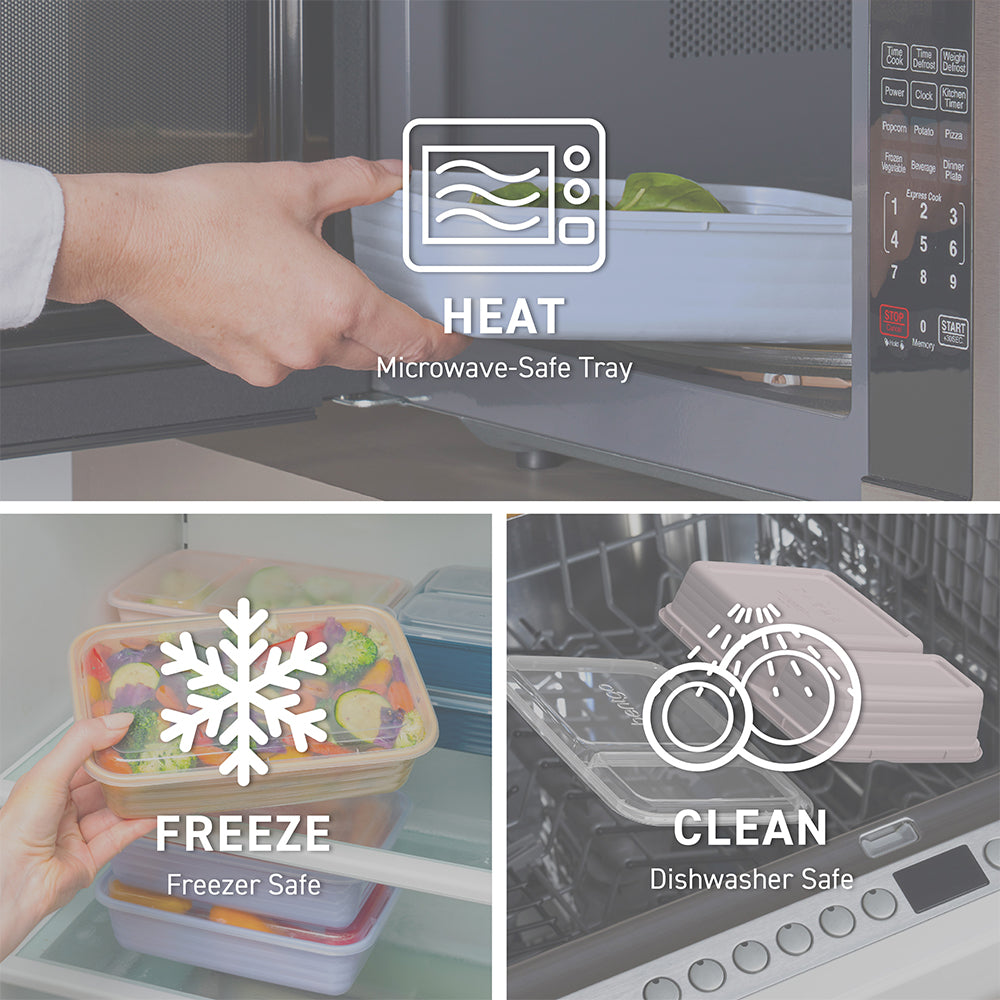 Bentgo® Prep 60-Piece Meal Prep Kit  - White Stone | Microwave-Safe Tray, Freezer Safe, And Dishwasher Safe