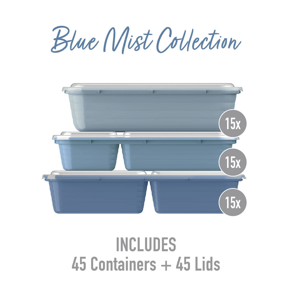 Bentgo® Prep 90-Piece Food Storage Set - Blue Mist | The Blue Mist Collection Includes 45 Containers And 45 Lids