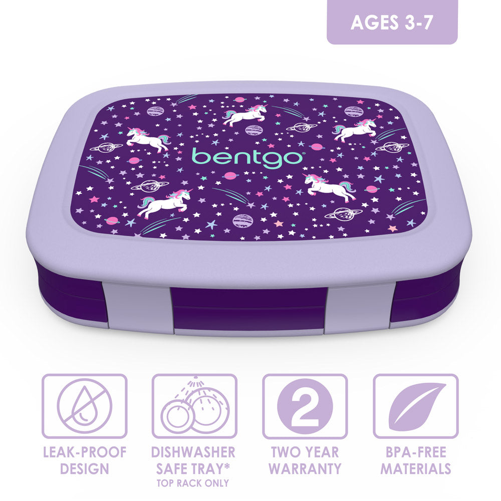 Bentgo Kids Prints Lunch Box, Lunch Bag, & Ice Packs - Unicorn