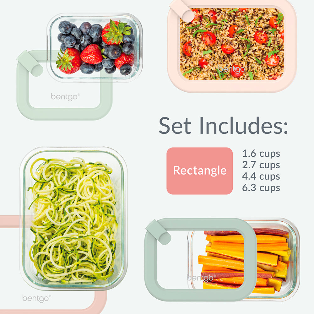 Bentgo Signature Glass Food Storage Set (8-Piece) - Desert Sage | Dimensions + What’s In The Box