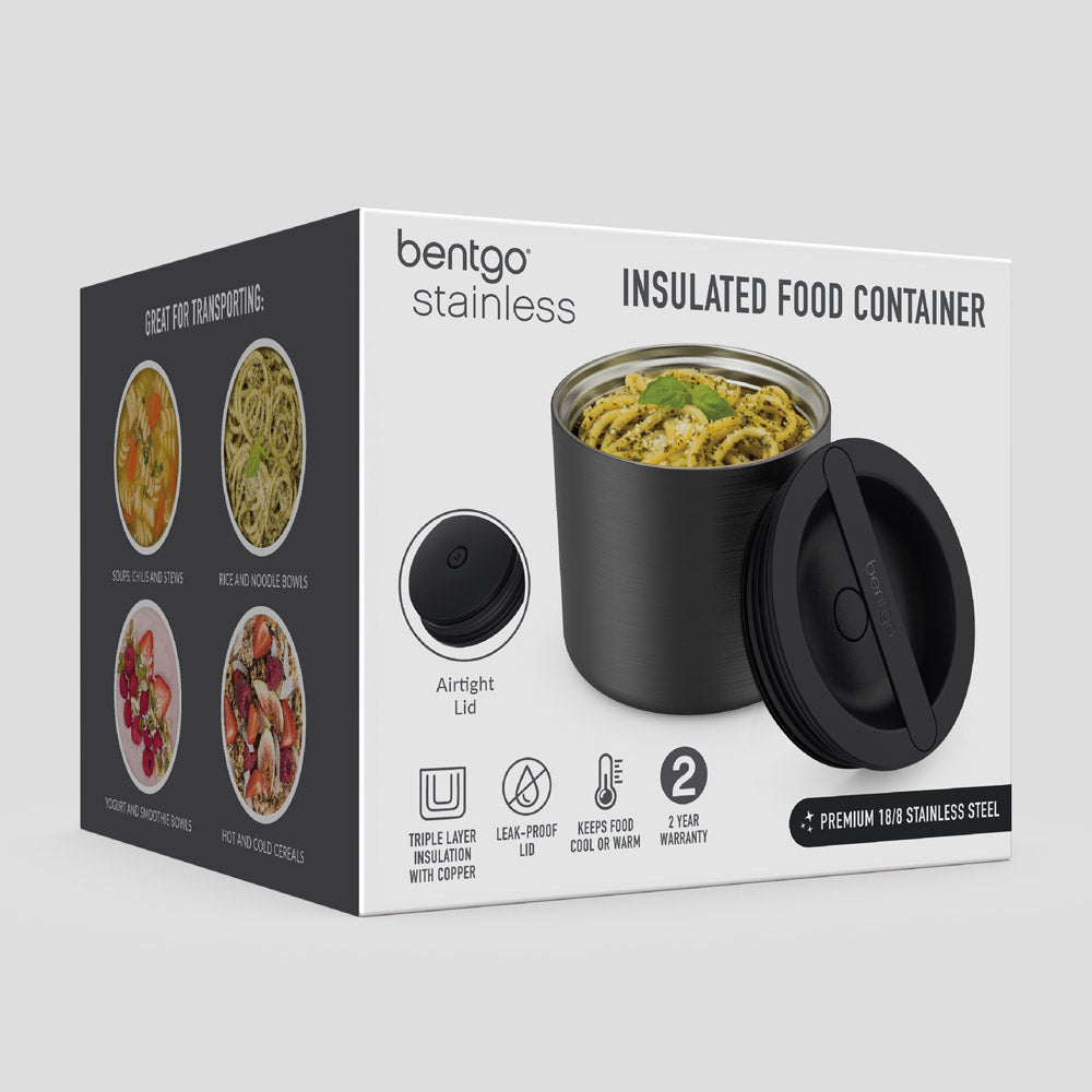 Bentgo® Stainless Steel Insulated Food Container - Carbon Black | Packaging