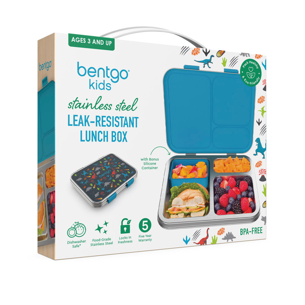 Bentgo® Kids Stainless Steel Prints Lunch Box | Dinosaur