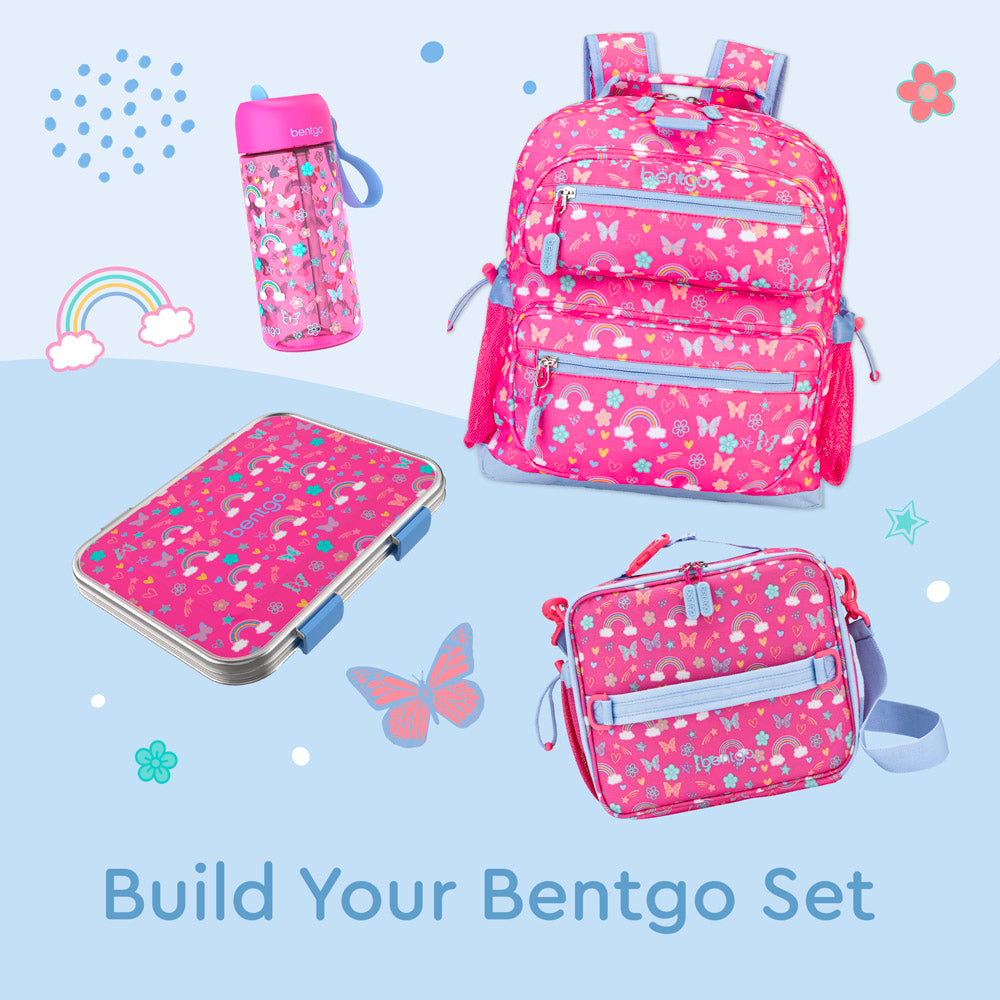 Bentgo® Kids Stainless Steel Prints Lunch Box | Rainbows and Butterflies