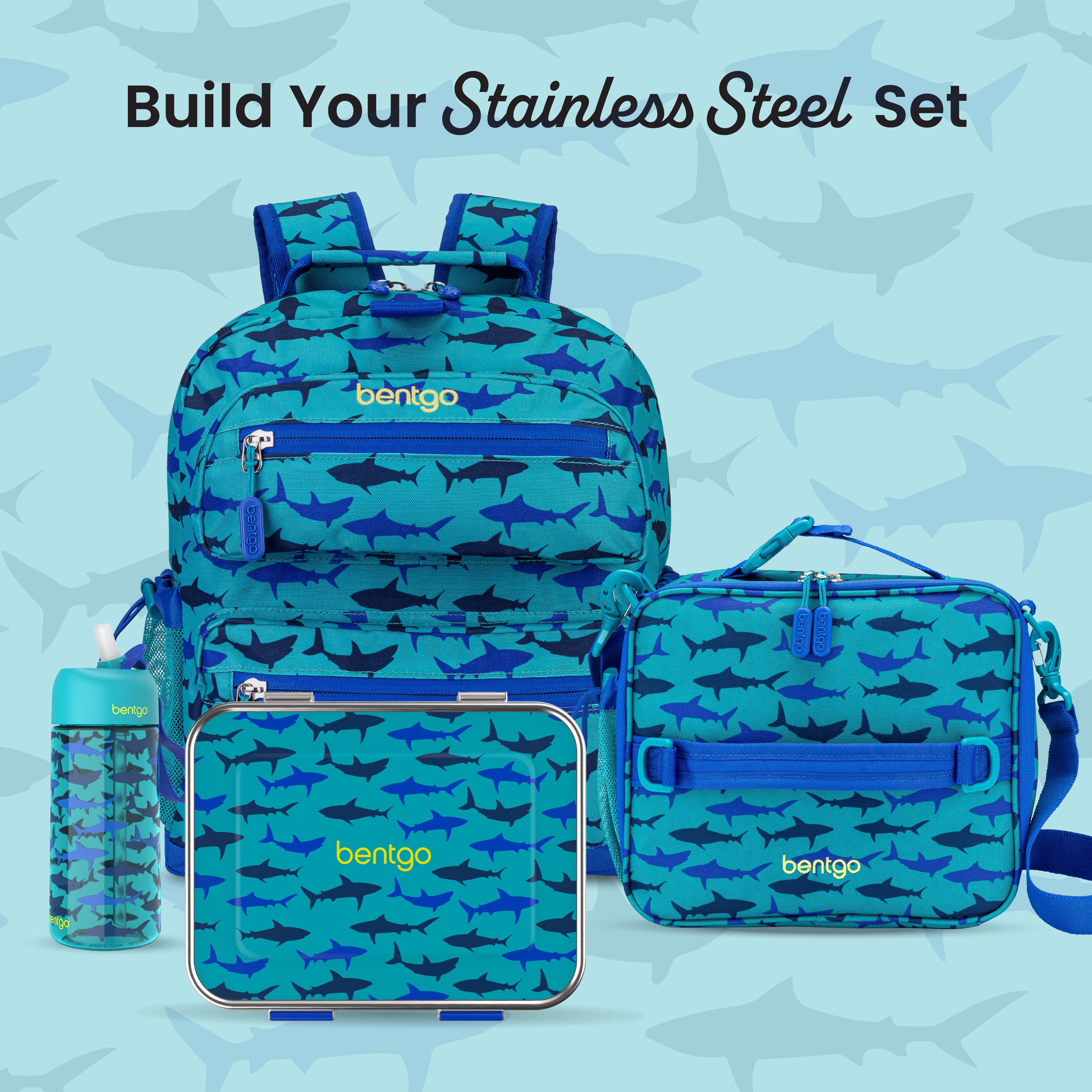 Bentgo® Kids Stainless Steel Prints Lunch Box  - Sharks | Build Your Stainless Steel Set
