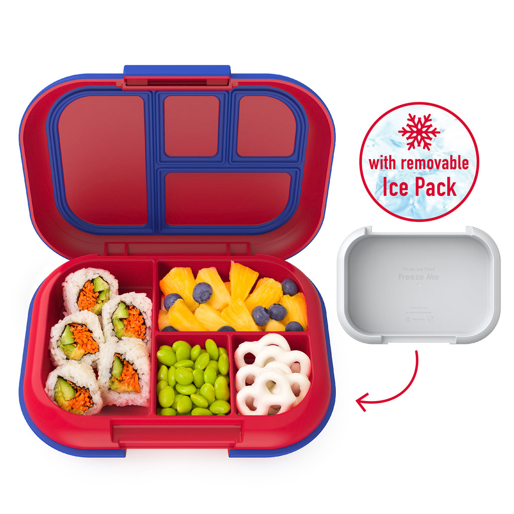 Bentgo Kids Chill Lunch Box Tray with Transparent Cover | Red/Royal