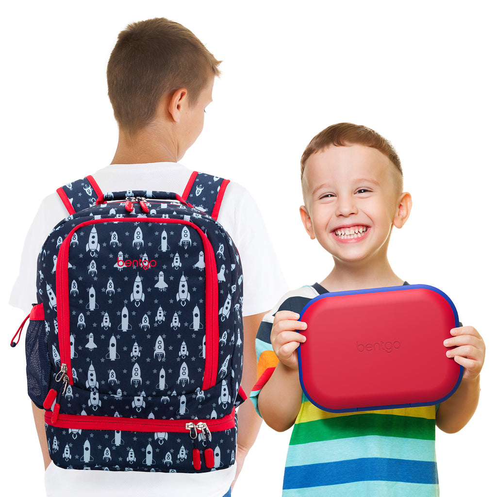 Bentgo 2-In-1 Backpack & Lunch Bag and Kids Chill Lunch Box - Space Rockes/Red