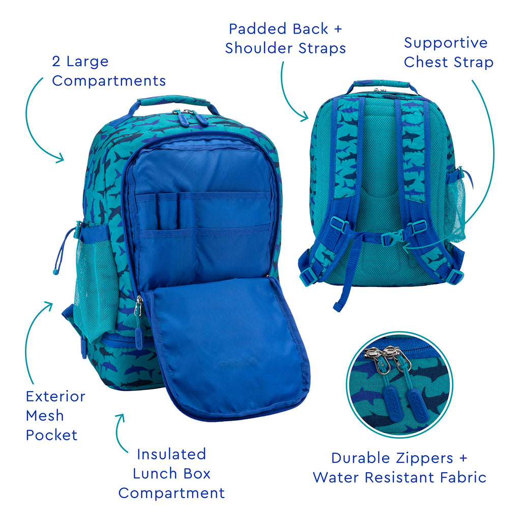 Bentgo 2-In-1 Backpack & Lunch Bag - Sharks