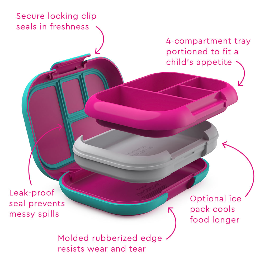 Bentgo Kids Chill Lunch Box (2-Pack)-Fuchsia/Teal