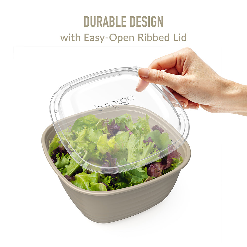 Bentgo® Prep 1-Compartment Bowls - Champagne | Durable Design With Easy-Open Ribbed Lid