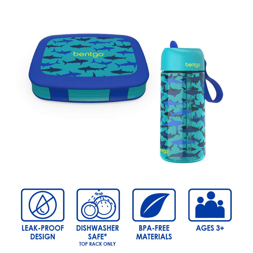 Bentgo Kids Prints Lunch Box & Water Bottle - Sharks